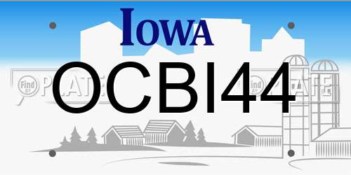 OCBI44 Iowa License Plate