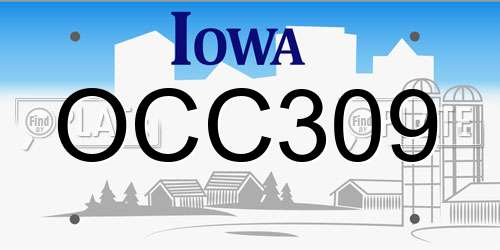 OCC309 Iowa License Plate