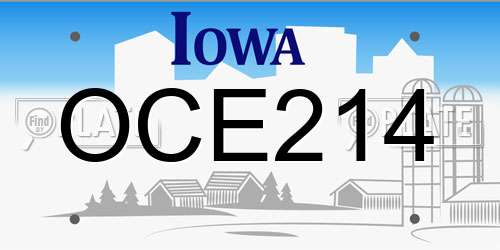 OCE214 Iowa License Plate