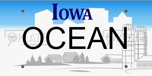 OCEAN Iowa License Plate