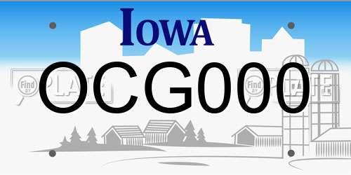 OCG000 Iowa License Plate