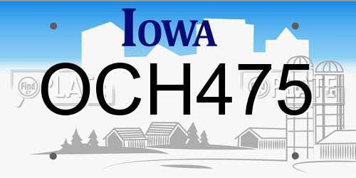 OCH475 Iowa License Plate