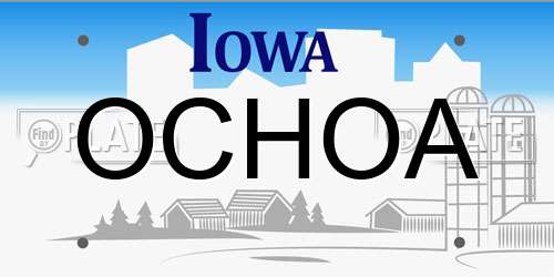OCHOA Iowa License Plate