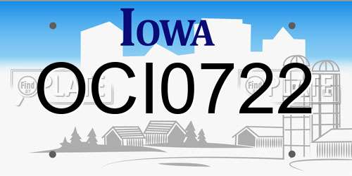 OCI0722 Iowa License Plate