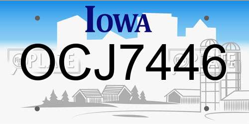 OCJ7446 Iowa License Plate