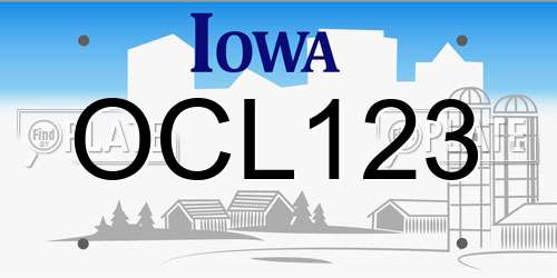 OCL123 Iowa License Plate