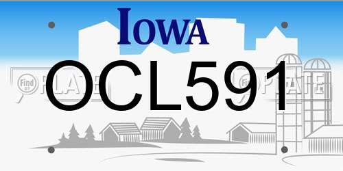 OCL591 Iowa License Plate
