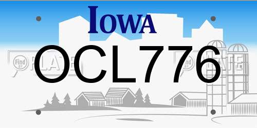 OCL776 Iowa License Plate