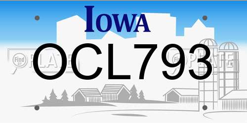 OCL793 Iowa License Plate