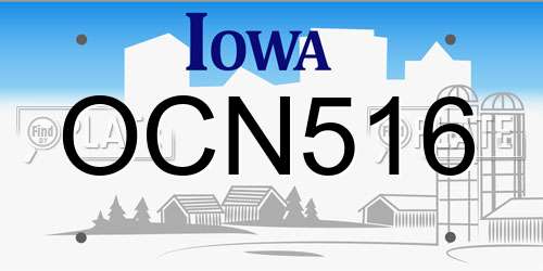 OCN516 Iowa License Plate