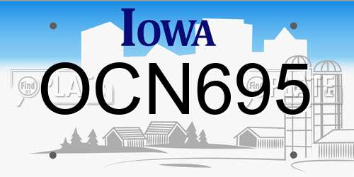 OCN695 Iowa License Plate