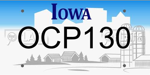OCP130 Iowa License Plate