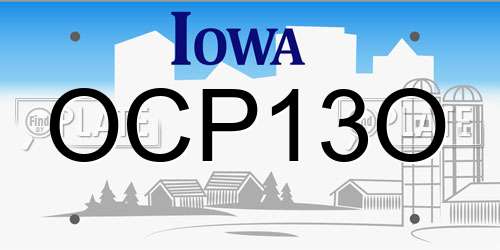 OCP13O Iowa License Plate