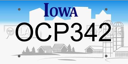 OCP342 Iowa License Plate