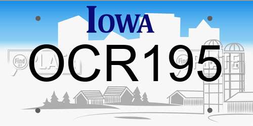 OCR195 Iowa License Plate