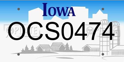 OCS0474 Iowa License Plate
