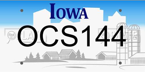 OCS144 Iowa License Plate