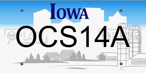OCS14A Iowa License Plate