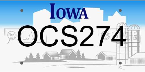 OCS274 Iowa License Plate