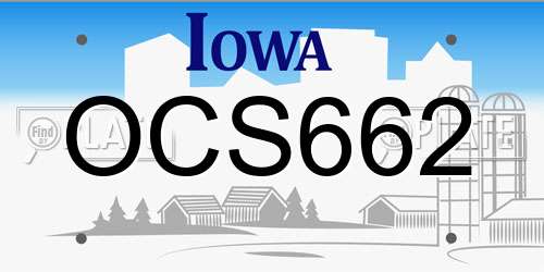 OCS662 Iowa License Plate