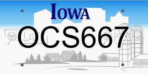 OCS667 Iowa License Plate