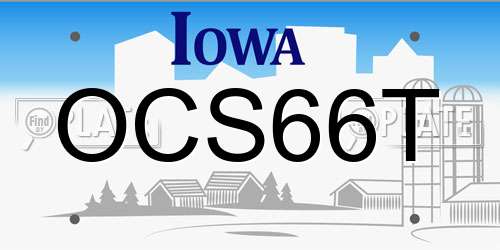 OCS66T Iowa License Plate
