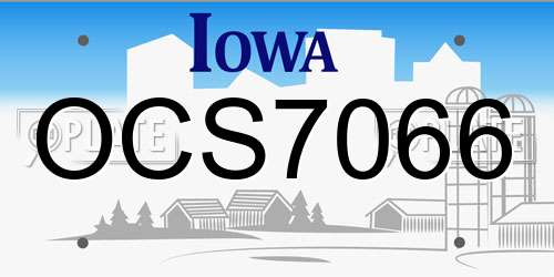 OCS7066 Iowa License Plate