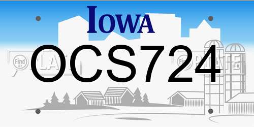 OCS724 Iowa License Plate