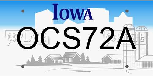 OCS72A Iowa License Plate