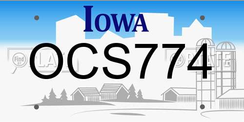 OCS774 Iowa License Plate