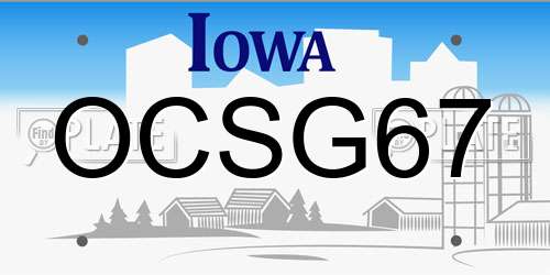 OCSG67 Iowa License Plate