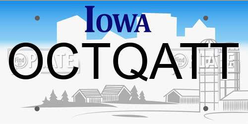 OCTQATT Iowa License Plate