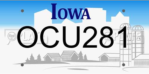 OCU281 Iowa License Plate
