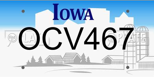 OCV467 Iowa License Plate