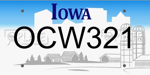 OCW321 Iowa License Plate