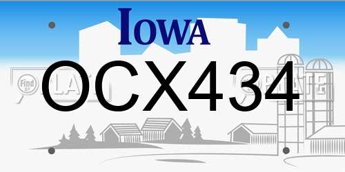 OCX434 Iowa License Plate