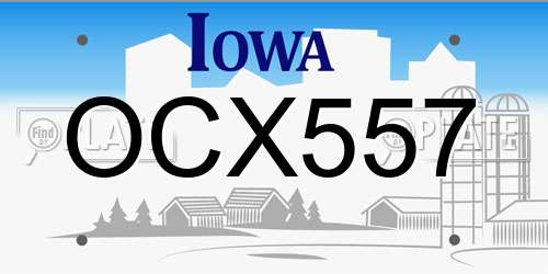 OCX557 Iowa License Plate
