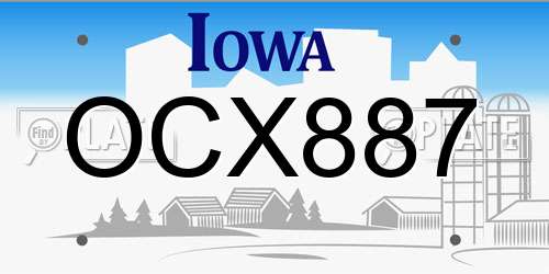 OCX887 Iowa License Plate