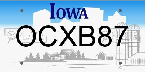 OCXB87 Iowa License Plate