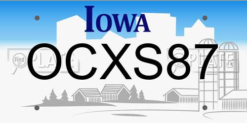 OCXS87 Iowa License Plate
