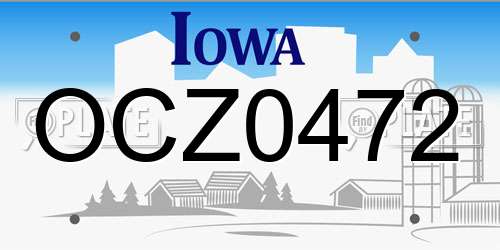 OCZ0472 Iowa License Plate