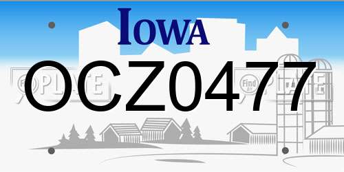 OCZ0477 Iowa License Plate