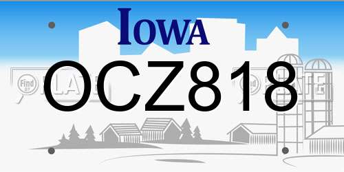 OCZ818 Iowa License Plate