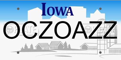 OCZOAZZ Iowa License Plate