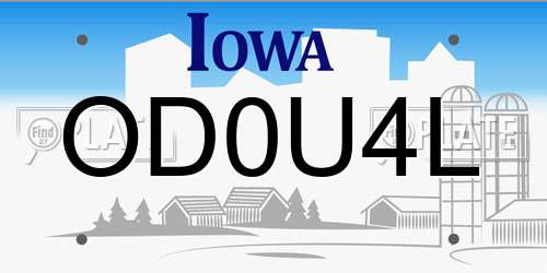 OD0U4L Iowa License Plate