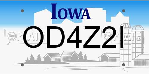OD4Z2I Iowa License Plate