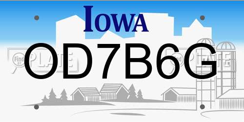OD7B6G Iowa License Plate