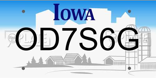 OD7S6G Iowa License Plate