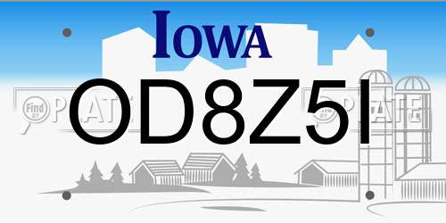 OD8Z5I Iowa License Plate