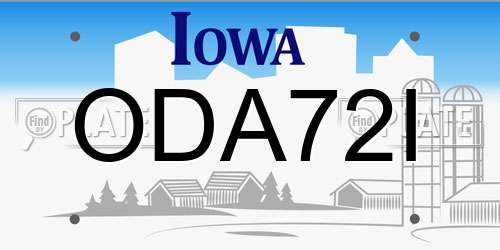 ODA72I Iowa License Plate